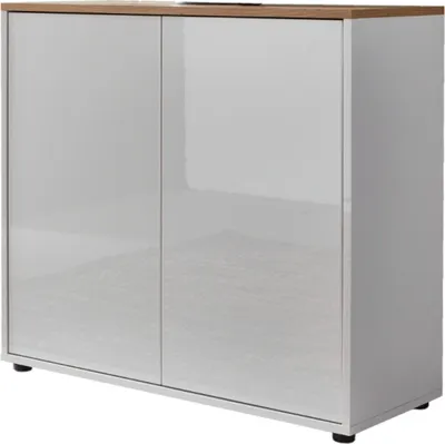 Produktbild von Schuhkommode / Kommode BEN 4 in weiß / weiß Hochglanz,Absetzung Artisan Eiche, Push-to-open, (BxHxT) 79x73x33 cm