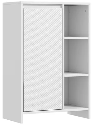 Produktbild von Badezimmerschrank mit 3 offenen Regalb?den und einer Tš¹r mit verstellbarem Einlegeboden, 53 x 30 x 80 cm, wei?