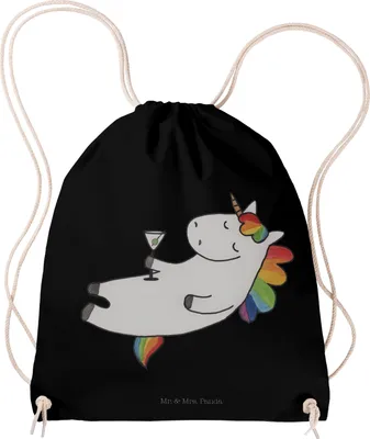 Produktbild von Mr. & Mrs. Panda Drawstring Bag Einhorn Cocktail - Schwarz - Geschenk, Jutebeutel, Geburtstag, Glitzer, wander rucksack, freizeit, beutel, Spruch, Stoffbeutel, Unicorn