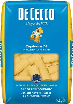 Produktbild von 10x Pasta De Cecco 100% Italienisch Rigatoni n. 24 Nudeln 500g