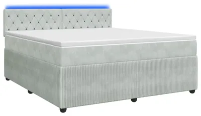 Zdjęcie produktu dla Łóżko sprężynowe z materacem jasnoszare 160 x 200 cm aksamitne