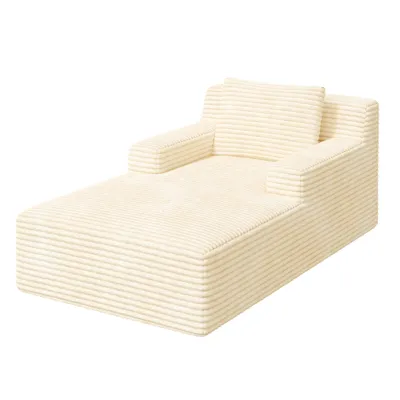 Produktbild von Aivermeil Schlafsofa aus Cord All-in-One Cloud-Sofa multifunktionale Relaxliege inklusive Kissen mit komfortabler Polsterung, 160x105x72 cm, Beige