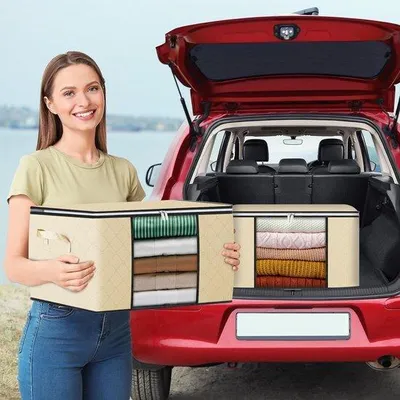 Produktbild von Famanu Aufbewahrungstaschen Set 90L – Große Aufbewahrungsboxen mit Deckel, verstärkten Griffen & transparentem Fenster
