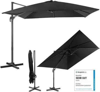 Imagen del producto de Sombrilla cuadrada de 300 x 300 cm, sombrilla tipo pérgola con manivela