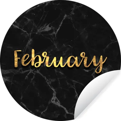 Produktbild von MuchoWow® Runde Wandtattoo - Wandsticker Tapete Aufkleber Kalender - Februar - Gold - Marmor Ø 30 cm Selbstklebend und Repositionierbar - Wandaufkleber - Kreis - Wandbild - Fototapete - Selbstklebend - Dekoration - Wandschmuck - Schlafzimmer