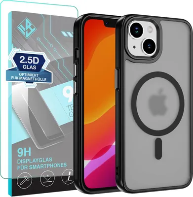 Produktbild von Handyhülle Magsafe für Apple iPhone 13 Handyhülle mit 9H Displayglas Bumper Case Magnet Cover – Farbe: Schwarz