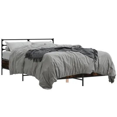 Produktbild von vidaXL Bettgestell Räuchereiche 120x190 cm Holzwerkstoff und Metall