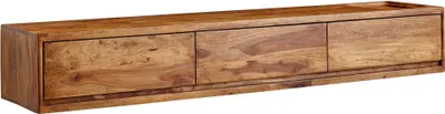 Produktbild von WOHNLING Lowboard Hängend Sheesham Massivholz 160x25x35 cm TV-Schrank Braun, Design Fernsehtisch mit Stauraum, Fernsehschrank Wand Modern, TV-Kommode Fernsehkommode zum Aufhängen