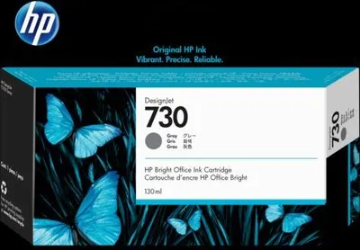 Obrázek produktu pro HP Šedá inkoustová kazeta 730 DesignJet, 130 ml, Tiskárny řady HP DesignJet T1700, Termotiskárna, Firemní, Singapur, 202 mm, 129 mm