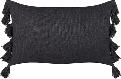 Zdjęcie produktu dla BELIANI Poduszka dekoracyjna szara bawełniana 35 x 55 cm jednolity wzór z frędzlami boho poszewka