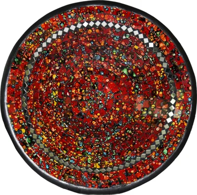 Image de Coupe mosaïque Coupe en argile Coupe en verre Coupe décorative Mosaïque artisanat pierres en verre Décoration ronde miroir XXL, rouge