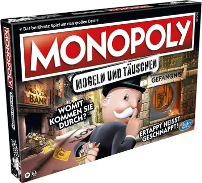 A box of the Monopoly 'Mogeln und Tauschen' board game.