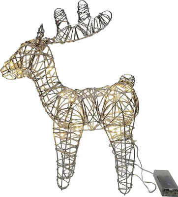 Produktbild von LED-beleuchtete Rentier-Weihnachtsdekoration mit 20 warmweißen Lichtern, Metall, für Garten und Terrasse, Weihnachtsdekoration