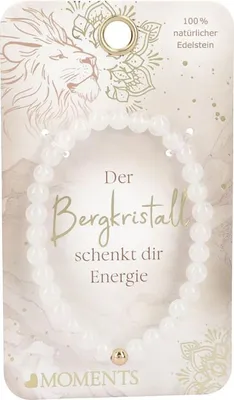 Produktbild von Moments Premium Bergkristall Armband in perlmutweiss, 100% Natürlicher Edelstein, der Bergkristall  schenkt dir Energie- Schmuck