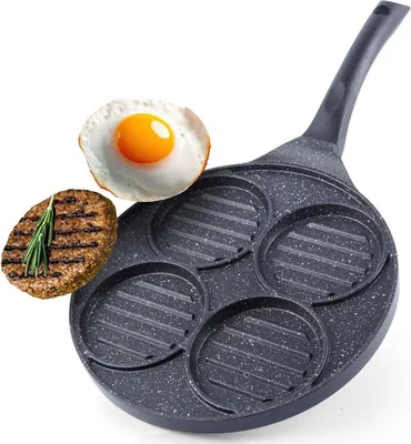 Produktbild von Orion | Pfanne - Grillpfanne mit 4 Mulden - Ø 26,5 cm - Granitbeschichtung - Antihaft - Spülmaschinenfest