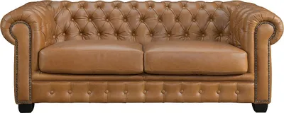 Produktbild von Chesterfield Ledersofa 3-Sitzer - Büffelleder - Karamellbraun - BRENTON