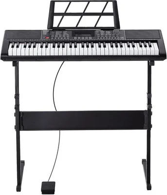 Immagine prodotto di Tastiera elettronica con effetti luminosi, 600 suoni, 500 ritmi, portatile, con pedale di sustain, altoparlanti integrati, 500 ritmi, 61 tasti, con presa per cuffie
