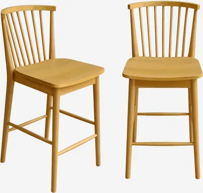 Produktbild von sweeek - 2er-Set Barhocker aus Heveaholz  - Natur