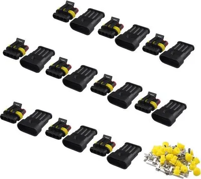 Productafbeelding van Waterdichte set van 4-polige connectoren, IP67-bescherming, geschikt voor motorfiets, auto en boot