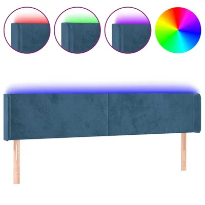 Image de Tête de lit à LED Bleu foncé 163x16x78/88 cm Velours