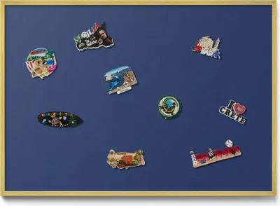 Produktbild von Magnetboard 100x70 cm – Goldener Rahmen – Farbe Marineblau – Magnetische Wandtafel, Magnetpinnwand, Memoboard, Kinderzimmer & Büro