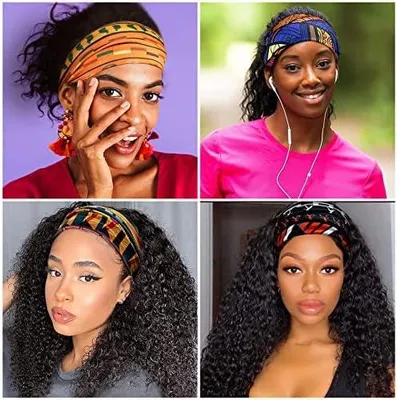 Produktbild von Breites elastisches Damen-Stirnband mit afrikanischen Mustern im Boho-Stil, Haarband und Haarreifen als Haarschmuck