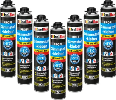 Produktbild von Isolbau B2 Dämmstoffkleber - 7 x 750 ml Perimeterkleber für EPS- & XPS-Platten - 1K PolyurethanKlebeschaum für Fixieren & Befestigen