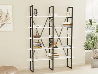 Produktbild von Skye Decor, Kınalı, Bücherregale, Weiß, Melamin-Spanplatte, 126 x 160 x 26 cm