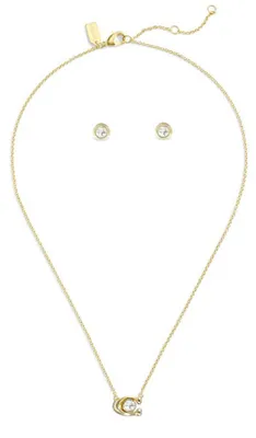 Produktbild von Vergoldetes Schmuckset mit Kristallen ( Halskette, Ohrringe)  37412845GLD110