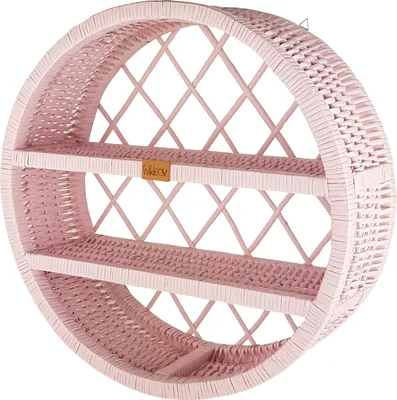 Zdjęcie produktu dla WikliBOX - Wiklinowa szafka ścienna okrągła różowa 17x16x50H