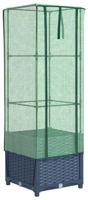 Image de vidaXL Lit surélevé avec serre aspect rotin 40x40x139 cm