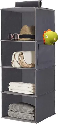 Produktbild von Famanu Hängeregal Organizer für Kleiderschrank - 4 breite Fächer, faltbar, Vliesstoff