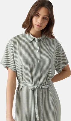 Produktbild von Vero Moda Kleid Kurzarmkleid mit Knopfleiste, Kragen und Bindegürtel