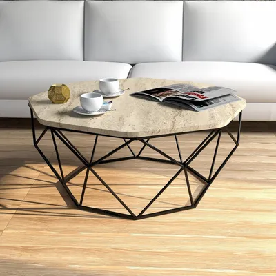 Produktbild von Skye Decor, Diamond - Travertine, Travertin, Couchtisch, 90 x 38 x 90 cm, 100 % MELAMINBESCHICHTETE SPANPLATTEN