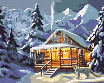 Produktbild von Zuty - Malen nach Zahlen - LEOPARD BEI EINER SCHNEEHÜTTE (D. RUSTY RUST), 40x50 cm, mit Keilrahmen (bereits gespannt)