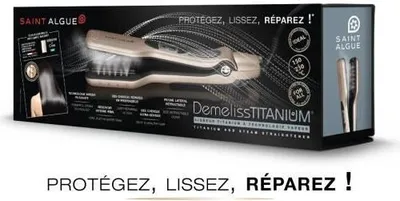 Image de SAINT ALGUE Demeliss Titanium Lisseur Technologie vapeur OrNoir Salon professionnel DÉFINI ;