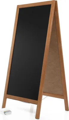 Produktbild von Kundenstopper mit Holzrahmen hellbraun 56x51x120cm Modern