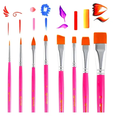 Produktbild von Gesichtsbemalung Pinsel-Set, 8-teilig, Rosa