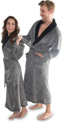 Produktbild von Nevada Bademantel XL anthrazit/schwarz Mikrofaser 280g/m² Schalkragen