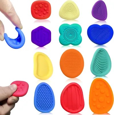 Productafbeelding van Sensorische speeltjes met 23 unieke - Set van 12 - Fidgetspeelgoed voor het verlichten van angst en stress - Rood