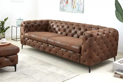 Obrázek produktu pro Moderní pohovka Barock 240 cm prošívaná hnědá