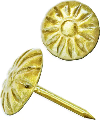 Produktbild von FUXXER® - 100x Antik-Dekor Nägel, Zier-Kopf-Nägel, Polster-Nägel, Reiß-Zwecken, Vintage Antik Optik, 11mm Rund-Kopf, 11x 17mm, 100er Set (gold)