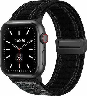 Produktbild von Smartwatch Armband für Apple Watch Series 6 40mm Nylon Textil Band Ersatzband Wechselband Magnetverschluss flexibel atmungsaktiv Schwarz