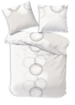 Immagine prodotto di Biancheria da letto Renforce 135x200cm bianco panna con motivo a cerchi, 100% cotone, Germany - Ökotex, traspirante, non stirabile