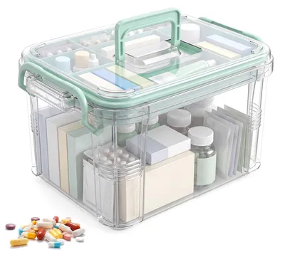 Medikamentenbox 2-lagig, transparent, 7 Fächer, 31x23x19 cm