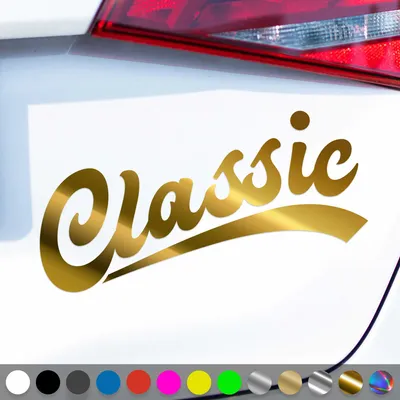 Produktbild von PantherPixel Classic Aufkleber Oldtimer Retro Oldschool Sticker Auto Geschenkidee Farbe Chrom-Gold