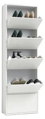 Produktbild von Schuhschrank Dpapi, Platzsparendes Schuhregal, Schuhregal für den Eingangsbereich, 5-türiges Schuhregal aus Metall, 50x15h169 cm, Weiß