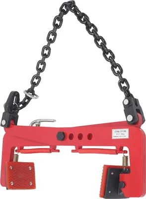 Produktbild von Palettenzieher - Hebeklemme 30 cm - Verstellbare Maulweite 12–36 cm - Tragkraft 325 kg - Für Holz, Bretter, Paletten - Rot