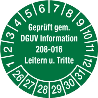 Produktbild von Dreifke® Aufkleber Prüfplakette, DGUV Information 208-016 Leitern und Tritte,...