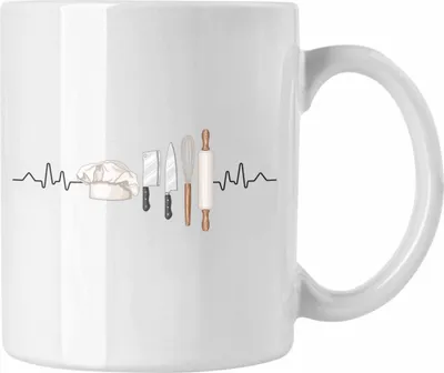 Produktbild von Trendation - Sternekoch Tasse Geschenk für besten Koch der Welt Spruch Herzschlag (Weiß)